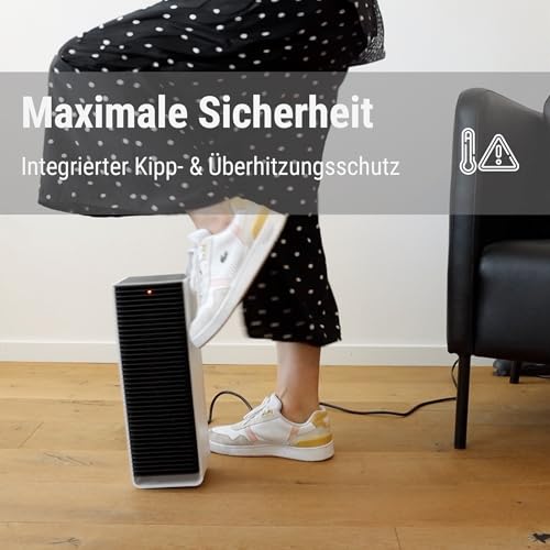 Stadler Form Heizlüfter Sam mit WiFi, PTC-Keramik-Heizelement, Auto-Modus, Thermostat, Kippschutz, 4 Leistungsstufen, 700-2‘000 W, mobil, energiesparend, leise, weiss-schwarz – Bild 6