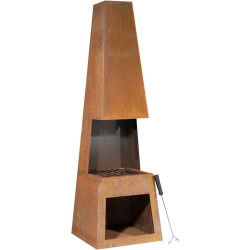 CORTEN STEEL Chininea Holzbrenner, 45 x 150 cm, für Kaminholz, Aufbewahrung, Gartenheizung, Rost