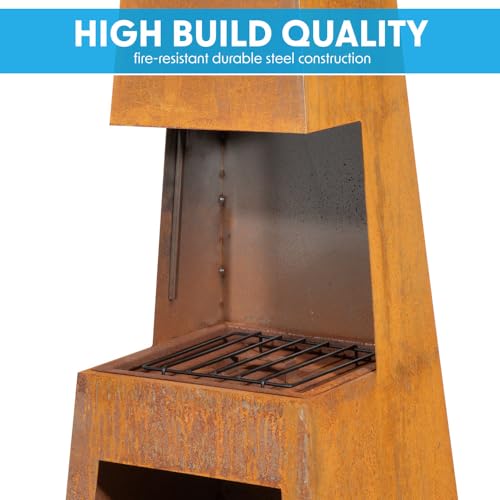 CORTEN STEEL Chininea Holzbrenner, 45 x 150 cm, für Kaminholz, Aufbewahrung, Gartenheizung, Rost – Bild 5
