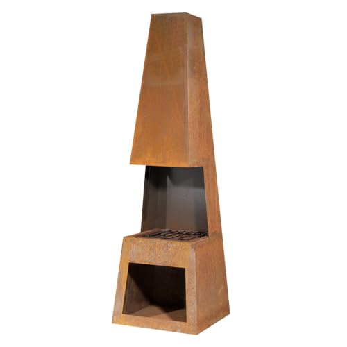 CORTEN STEEL Chininea Holzbrenner, 45 x 150 cm, für Kaminholz, Aufbewahrung, Gartenheizung, Rost – Bild 7