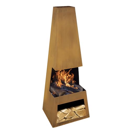 CORTEN STEEL Chininea Holzbrenner, 45 x 150 cm, für Kaminholz, Aufbewahrung, Gartenheizung, Rost – Bild 8