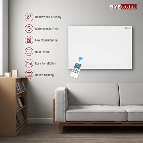 Byecold Infrarotheizung mit Thermostat 580 Watt, Infrarot wandmontage Elektroheizung Energiesparende, Heizpaneel Elektrisch mit Energiesparend Überhitzungsschutz – Bild 2