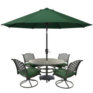 MasterCanopy 270 cm Sonnenschirm neigungsverstellbar, mit 8 Rippen und Kurbel, für Patio, Garten, Terrasse, Markt, Dunkelgrün