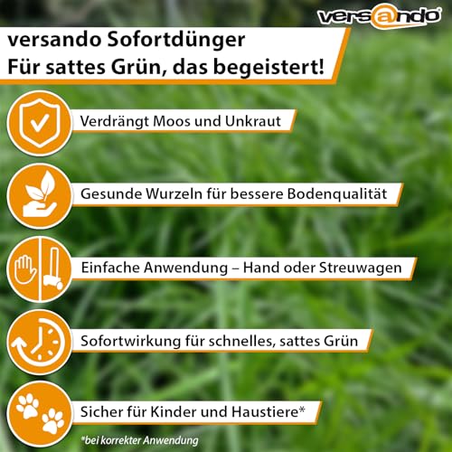 versando 20kg Rasendünger Frühjahr bis 1000m²: verdrängt Moos und Unkraut für gesunden sattgrünen Rasen Frühjahrsdünger mit Sofortwirkung - Premium Qualität – Bild 3