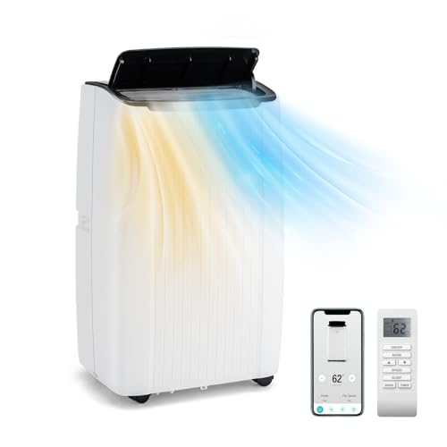 GOPLUS 14000BTU Klimaanlage mit Abluftschlauch, mobiles Klimagerät | 5 in 1: Kühlen, Heizen, Entfeuchten, Belüften, Auto | Schlafmodus | App Steuerung | 1-24H Timer | für Räume bis zu 65㎡
