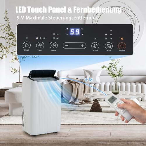 GOPLUS 14000BTU Klimaanlage mit Abluftschlauch, mobiles Klimagerät | 5 in 1: Kühlen, Heizen, Entfeuchten, Belüften, Auto | Schlafmodus | App Steuerung | 1-24H Timer | für Räume bis zu 65㎡ – Bild 3