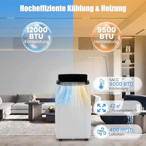 GOPLUS 14000BTU Klimaanlage mit Abluftschlauch, mobiles Klimagerät | 5 in 1: Kühlen, Heizen, Entfeuchten, Belüften, Auto | Schlafmodus | App Steuerung | 1-24H Timer | für Räume bis zu 65㎡ – Bild 4