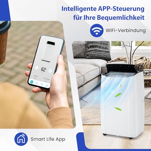 GOPLUS 14000BTU Klimaanlage mit Abluftschlauch, mobiles Klimagerät | 5 in 1: Kühlen, Heizen, Entfeuchten, Belüften, Auto | Schlafmodus | App Steuerung | 1-24H Timer | für Räume bis zu 65㎡ – Bild 5