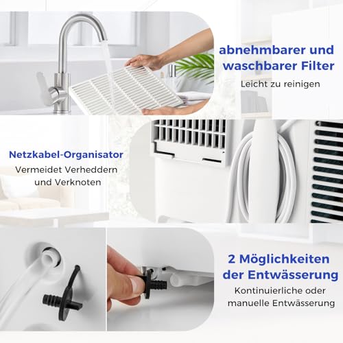 GOPLUS 14000BTU Klimaanlage mit Abluftschlauch, mobiles Klimagerät | 5 in 1: Kühlen, Heizen, Entfeuchten, Belüften, Auto | Schlafmodus | App Steuerung | 1-24H Timer | für Räume bis zu 65㎡ – Bild 7