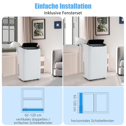 GOPLUS 14000BTU Klimaanlage mit Abluftschlauch, mobiles Klimagerät | 5 in 1: Kühlen, Heizen, Entfeuchten, Belüften, Auto | Schlafmodus | App Steuerung | 1-24H Timer | für Räume bis zu 65㎡ – Bild 9