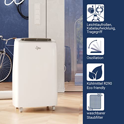 SUNTEC Mobiles Klimagerät CoolFixx 3.5 Eco R290 – Klimaanlage mobil mit Abluftschlauch – Kühler und Entfeuchter für Räume bis 60 qm – Leise mobile Kühlung Wohnung & Büro – 12.000 BTU – 3520 Watt – Bild 4