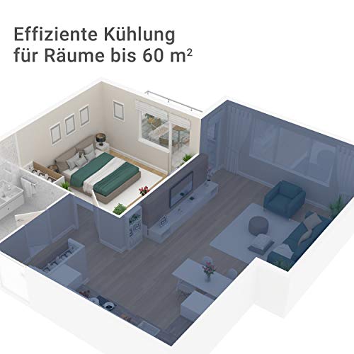 SUNTEC Mobiles Klimagerät CoolFixx 3.5 Eco R290 – Klimaanlage mobil mit Abluftschlauch – Kühler und Entfeuchter für Räume bis 60 qm – Leise mobile Kühlung Wohnung & Büro – 12.000 BTU – 3520 Watt – Bild 7