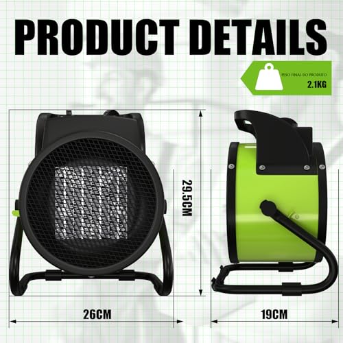 GARDTECH 3000W Heizgeräte mit Kaltluftfunktion, Elektro Heizlüfter mit Thermostat, Kippschutz, Überhitzungsschutz, Keramik Heizlüfter für Schlafzimmer, Garage, Werkstatt, Gewächshaus – Bild 4