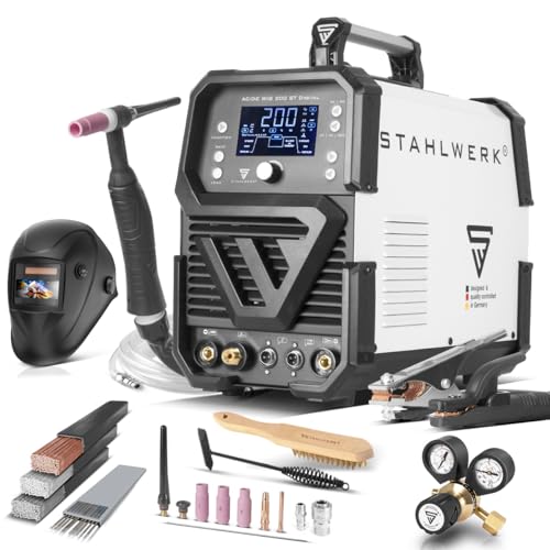 STAHLWERK Schweißgerät 2 in 1 Kombi AC/DC WIG 200 ST Digital - Vollausstattung - WIG & MMA 200 A, HF-Zündung, Spot-Funktion, Clean-Modus, IGBT, Digital-Display & Remote-Anschluss
