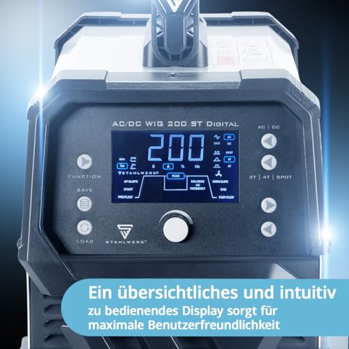 STAHLWERK Schweißgerät 2 in 1 Kombi AC/DC WIG 200 ST Digital - Vollausstattung - WIG & MMA 200 A, HF-Zündung, Spot-Funktion, Clean-Modus, IGBT, Digital-Display & Remote-Anschluss – Bild 5