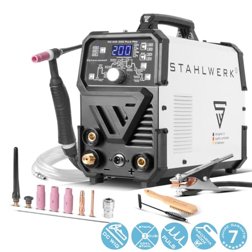 STAHLWERK Schweißgerät 2 in 1 Kombi DC WIG 200 Puls Pro - digital, WIG & MMA (E-Hand) bis 200 A, Pulsfunktion, Dünnblech geeignet, für Stahl, Edelstahl, Kupfer & Messing – Bild 2