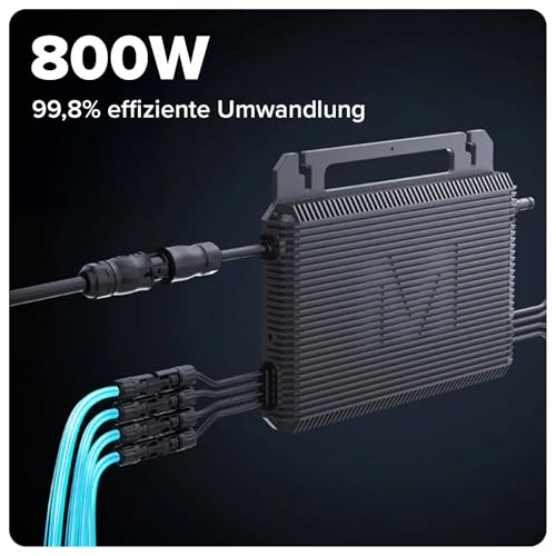 SUNNIVA 1840W Balkonkraftwerk BIFAZIAL FULLBLACK komplett Steckdose MARSTEK 800Watt Wechselrichter, PV Solaranlage Komplettset, 4x460W N-Type Glas-Glas Bifacial Solarmodule, 5m Kabel, 4x1m Solarkabel – Bild 6