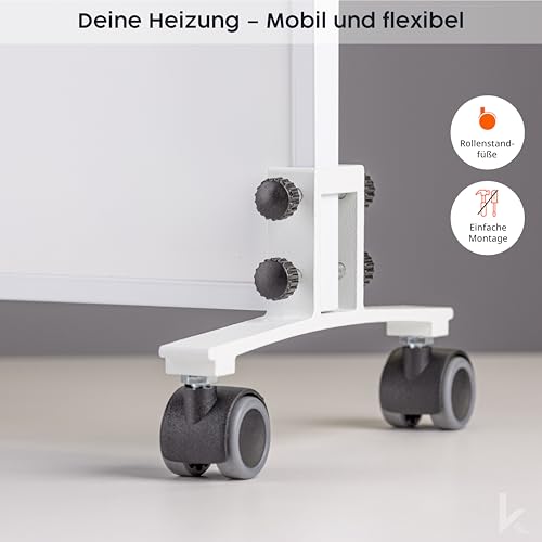Könighaus Infrarotheizung Standgerät - 1200 Watt - Energiesparend = wärmt innerhalb von 2 Minuten - Elektroheizung mit Standfüßen & Thermostat - mobile Standheizung mit Rollen - Deutscher Hersteller – Bild 6