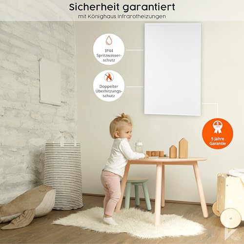 Könighaus Infrarotheizung Standgerät - 1200 Watt - Energiesparend = wärmt innerhalb von 2 Minuten - Elektroheizung mit Standfüßen & Thermostat - mobile Standheizung mit Rollen - Deutscher Hersteller – Bild 9