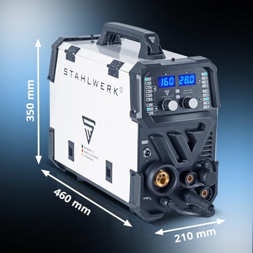 STAHLWERK Schweißgerät 6 in 1 Kombi CTM-416 Puls Pro - CUT, WIG, MIG/MAG, PULS, ARC/MMA/E-Hand, FLUX, mit 160 A, 40 A Plasmaschneider, HF-Zündung, Puls-Funktion für Alu, Drahtvorschub, LED-Licht – Bild 9