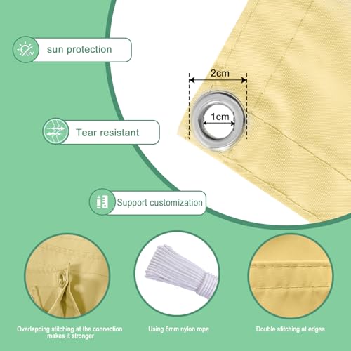 Einziehbar Welle Sonnensegel 250x300cm(BxL) Verstellbar Schattenabdeckung Sonnenschutz Wasserdicht Outdoor Pergola UV-beständig Markise Anwendbar auf Terrasse Garten Beige – Bild 2