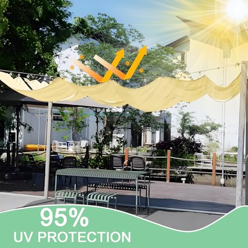 Einziehbar Welle Sonnensegel 250x300cm(BxL) Verstellbar Schattenabdeckung Sonnenschutz Wasserdicht Outdoor Pergola UV-beständig Markise Anwendbar auf Terrasse Garten Beige – Bild 3