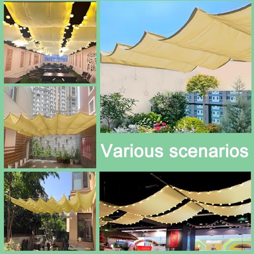 Einziehbar Welle Sonnensegel 250x300cm(BxL) Verstellbar Schattenabdeckung Sonnenschutz Wasserdicht Outdoor Pergola UV-beständig Markise Anwendbar auf Terrasse Garten Beige – Bild 7