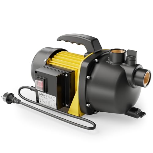 Wiltec Gartenpumpe 2800l/h, 600W, mit Tragegriff & Wasserablassschraube, max. Förderhöhe 35m, für Süßwasser Hauswasserwerk Wasserpumpe Bewässerungspumpe Regenwasserpumpe
