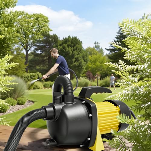 Wiltec Gartenpumpe 2800l/h, 600W, mit Tragegriff & Wasserablassschraube, max. Förderhöhe 35m, für Süßwasser Hauswasserwerk Wasserpumpe Bewässerungspumpe Regenwasserpumpe – Bild 2