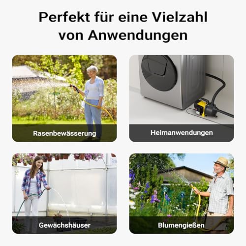 Wiltec Gartenpumpe 2800l/h, 600W, mit Tragegriff & Wasserablassschraube, max. Förderhöhe 35m, für Süßwasser Hauswasserwerk Wasserpumpe Bewässerungspumpe Regenwasserpumpe – Bild 8