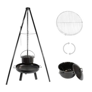 Alternative view of LEMODO Schwenkgrill mit Feuerschale, Dreibein Grill mit Grillrost, Hängegrill mit Gulaschkessel, 3 Bein Grill für BBQ, Grillgestell für Gulaschtopf, Holzkohlegrill mit Zubehör