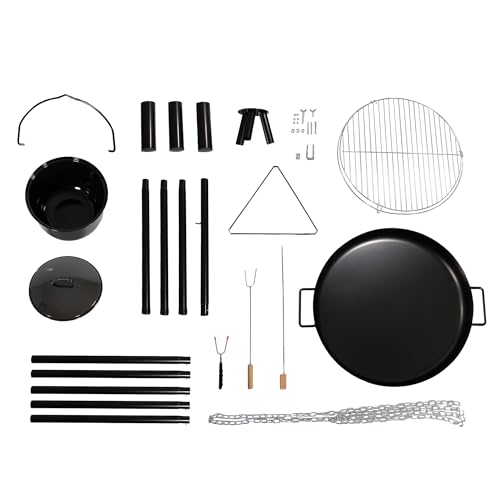 LEMODO Schwenkgrill mit Feuerschale, Dreibein Grill mit Grillrost, Hängegrill mit Gulaschkessel, 3 Bein Grill für BBQ, Grillgestell für Gulaschtopf, Holzkohlegrill mit Zubehör – Bild 8