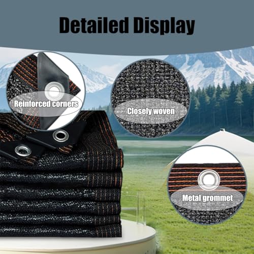 Schwarz Schattiernetz Schattierungsnetz mit Ösen, 95% Anti UV Windschutznetz Sonnensegel, 1m 2m 3.0m 4m 5m 6m 7m 8m 9m 10m 12m 15m Schattentuch für Pergola Garten Balkon(5x12m) – Bild 2