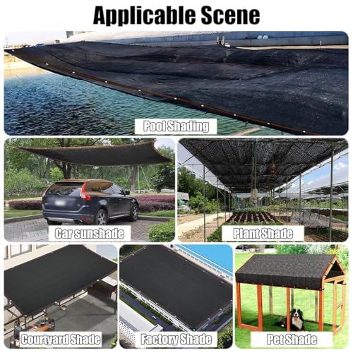 Schwarz Schattiernetz Schattierungsnetz mit Ösen, 95% Anti UV Windschutznetz Sonnensegel, 1m 2m 3.0m 4m 5m 6m 7m 8m 9m 10m 12m 15m Schattentuch für Pergola Garten Balkon(5x12m) – Bild 5