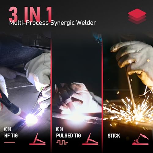 YESWELDER WIG Schweißgerät mit Puls 200Amp große LED Anzeige, 230V ARC/DC WIG/PULS WIG 3 in 1 WIG Schweißgerät, HF-Zündung, Lichtbogenkraft, Heißstart, Anti-Kleben, VRD – Bild 3