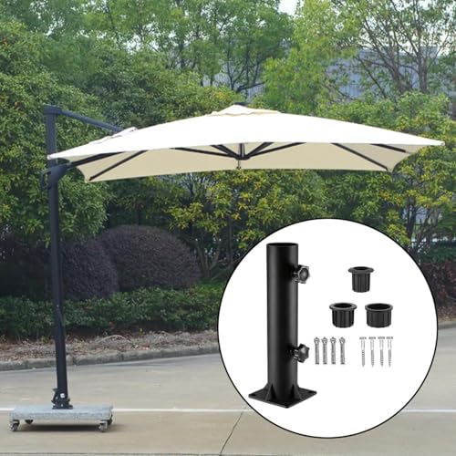 Robuster Schirmständer aus Eisenrohr, dreieckige Unterstützung für Sonnenschirmständer, langlebig und wetterbeständig, für Garten, Terrasse, Rasen und Hinterhof, einfache Installation – Bild 5