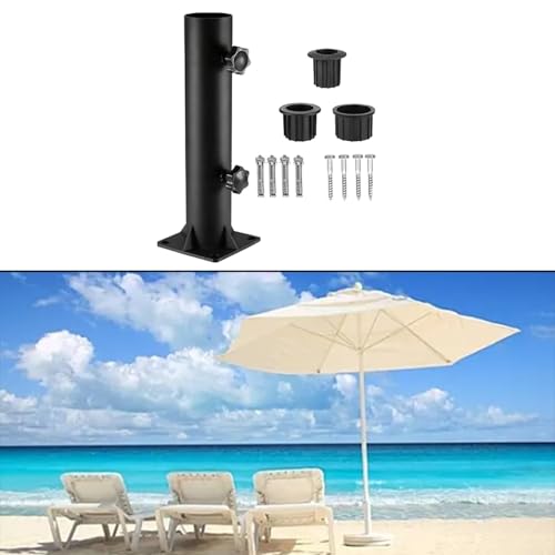 Robuster Schirmständer aus Eisenrohr, dreieckige Unterstützung für Sonnenschirmständer, langlebig und wetterbeständig, für Garten, Terrasse, Rasen und Hinterhof, einfache Installation – Bild 6