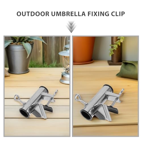 Regenschirmhalter für den Außenbereich, robuste Sonnenschirmklemme für Garten, Balkon, Strand und Deck, sicherer Befestigungsclip für Tische, Möbel und Geländer, 2 Stück – Bild 3