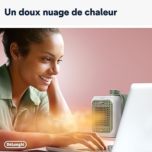 De'Longhi Capsule Desk - Keramik-Heizlüfter, Energiesparender Heizlüfter, Sofortige Wärme, Leise, Automatische Abschaltung bei Umkippen, 360 W, Salbeigrün (HFX10B03.GR) – Bild 3