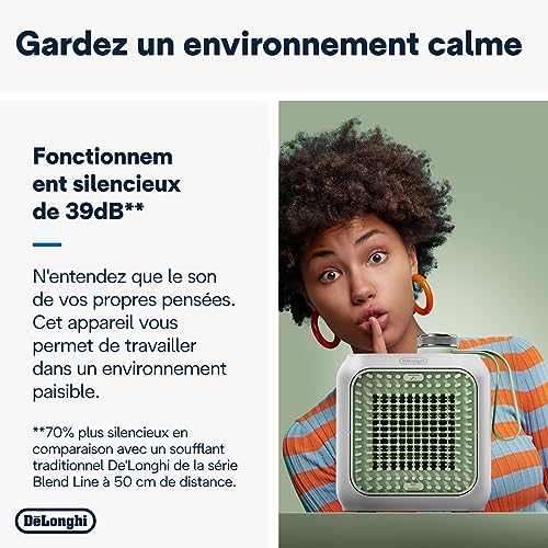 De'Longhi Capsule Desk - Keramik-Heizlüfter, Energiesparender Heizlüfter, Sofortige Wärme, Leise, Automatische Abschaltung bei Umkippen, 360 W, Salbeigrün (HFX10B03.GR) – Bild 4