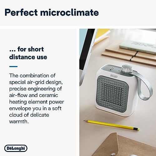 De'Longhi Capsule Desk - Keramik-Heizlüfter, Energiesparender Heizlüfter, Sofortige Wärme, Leise, Automatische Abschaltung bei Umkippen, 360 W, Salbeigrün (HFX10B03.GR) – Bild 5