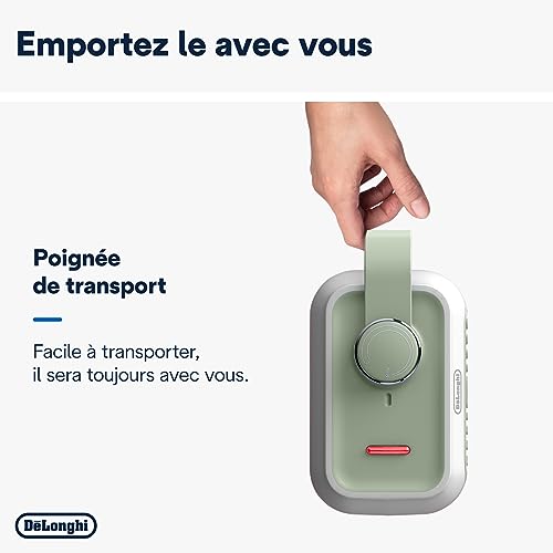 De'Longhi Capsule Desk - Keramik-Heizlüfter, Energiesparender Heizlüfter, Sofortige Wärme, Leise, Automatische Abschaltung bei Umkippen, 360 W, Salbeigrün (HFX10B03.GR) – Bild 6