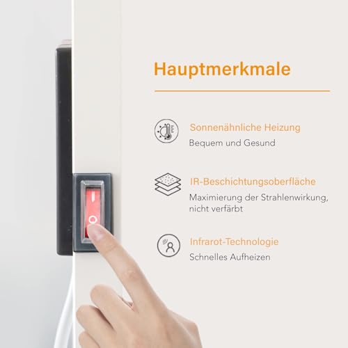 byecold Infrarotheizung Standgerät Standfüßen 160 Watt, Infrarot Elektroheizung 60 * 30cm, Heizkörper Heizplatte Heizpaneel, Energiesparend Überhitzungsschutz – Bild 4