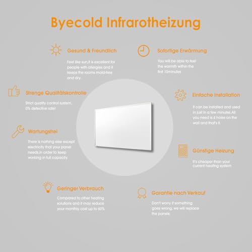 byecold Infrarotheizung Standgerät Standfüßen 160 Watt, Infrarot Elektroheizung 60 * 30cm, Heizkörper Heizplatte Heizpaneel, Energiesparend Überhitzungsschutz – Bild 6