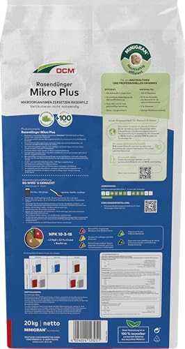 DCM Rasendünger Mikro Plus - Langzeit Rasendünger - MINIGRAN® TECHNOLOGY - Kein Vertikutieren nötig - organisch-mineralischer NPK-Dünger - 20 KG für 400 qm – Bild 2