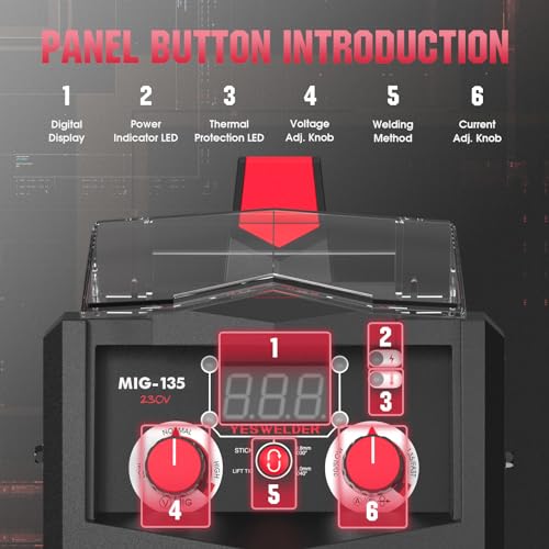 YESWELDER 135Amp MIG Fülldraht Schweißgerät ohne Gas, 230V Fülldrahtschweißgerät Flux MIG/Lift TIG/Stick 3-in-1 Schweißgerät IGBT Inverter Schweißgerät – Bild 3