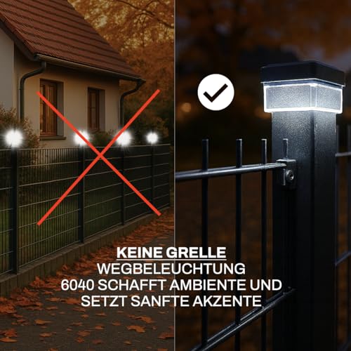 6040. Solar Zaunleuchte LED - Zaun Beleuchtung | Zaun Solarleuchten | Solarleuchten für Stabmattenzaun - Doppelstabmattenzaun Beleuchtung (15er Pack) – Bild 2