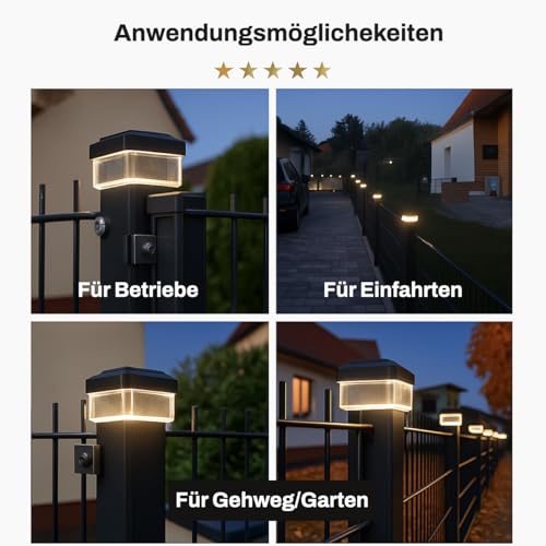 6040. Solar Zaunleuchte LED - Zaun Beleuchtung | Zaun Solarleuchten | Solarleuchten für Stabmattenzaun - Doppelstabmattenzaun Beleuchtung (15er Pack) – Bild 5