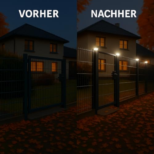6040. Solar Zaunleuchte LED - Zaun Beleuchtung | Zaun Solarleuchten | Solarleuchten für Stabmattenzaun - Doppelstabmattenzaun Beleuchtung (15er Pack) – Bild 7