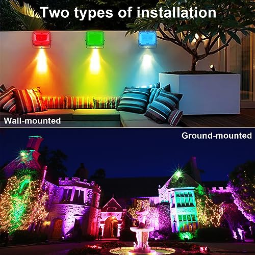 BOSITE RGB LED Strahler 10W, 4 Stück Rgb flutlicht, RGB Außen Strahler IP66 Wasserdichter,rgb LED Gartenbeleuchtung für Hof Garten Baum Landschaft Rasen Weg- (24V) – Bild 5